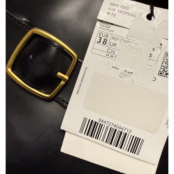 NEW MANGO MNG BLACK LEATHER BUCKLES BUCKLE BOOTS SZ 38 7.5 - Picture 10 of 14